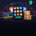 Phones with several gig apps, a delivery bag and a route map